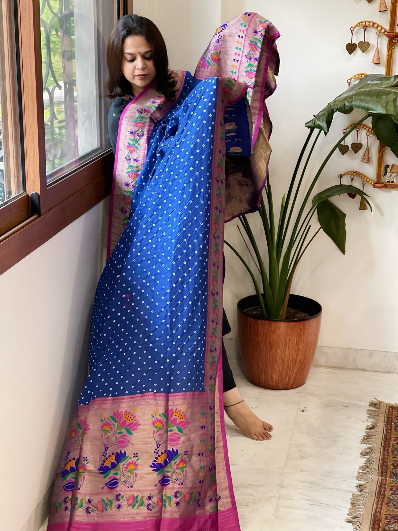 Bandhani with Woven Paithani Dupatta in Fine Blended Silk - Masakalee