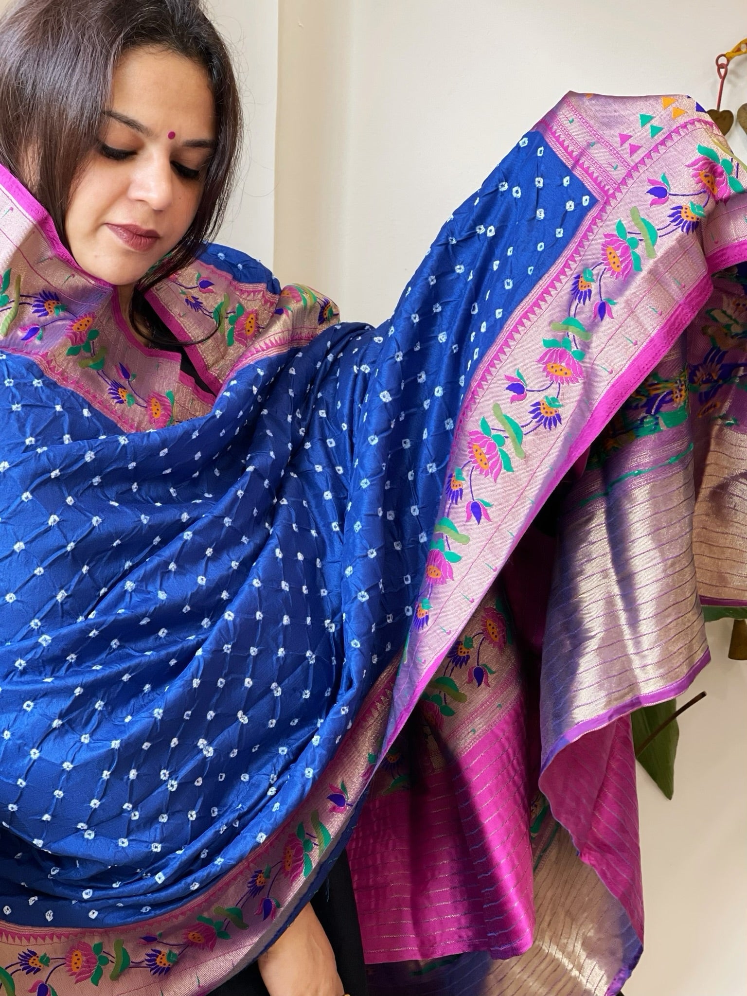 Bandhani with Woven Paithani Dupatta in Fine Blended Silk - Masakalee
