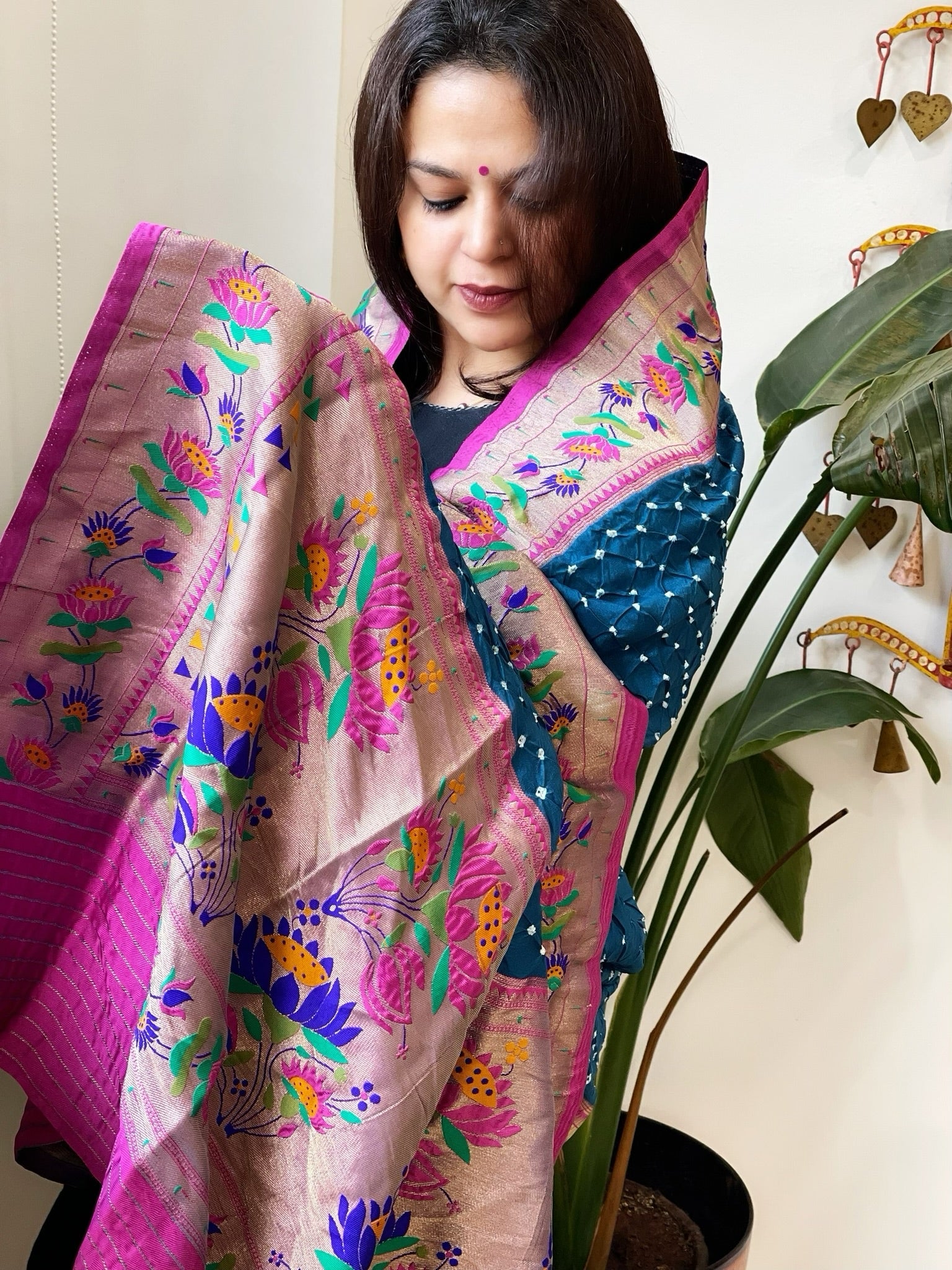 Bandhani with Woven Paithani Dupatta in Fine Blended Silk - Masakalee
