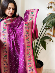 Bandhani with Woven Paithani Dupatta in Fine Blended Silk - Masakalee