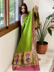 Bandhani with Woven Paithani Dupatta in Fine Blended Silk - Masakalee