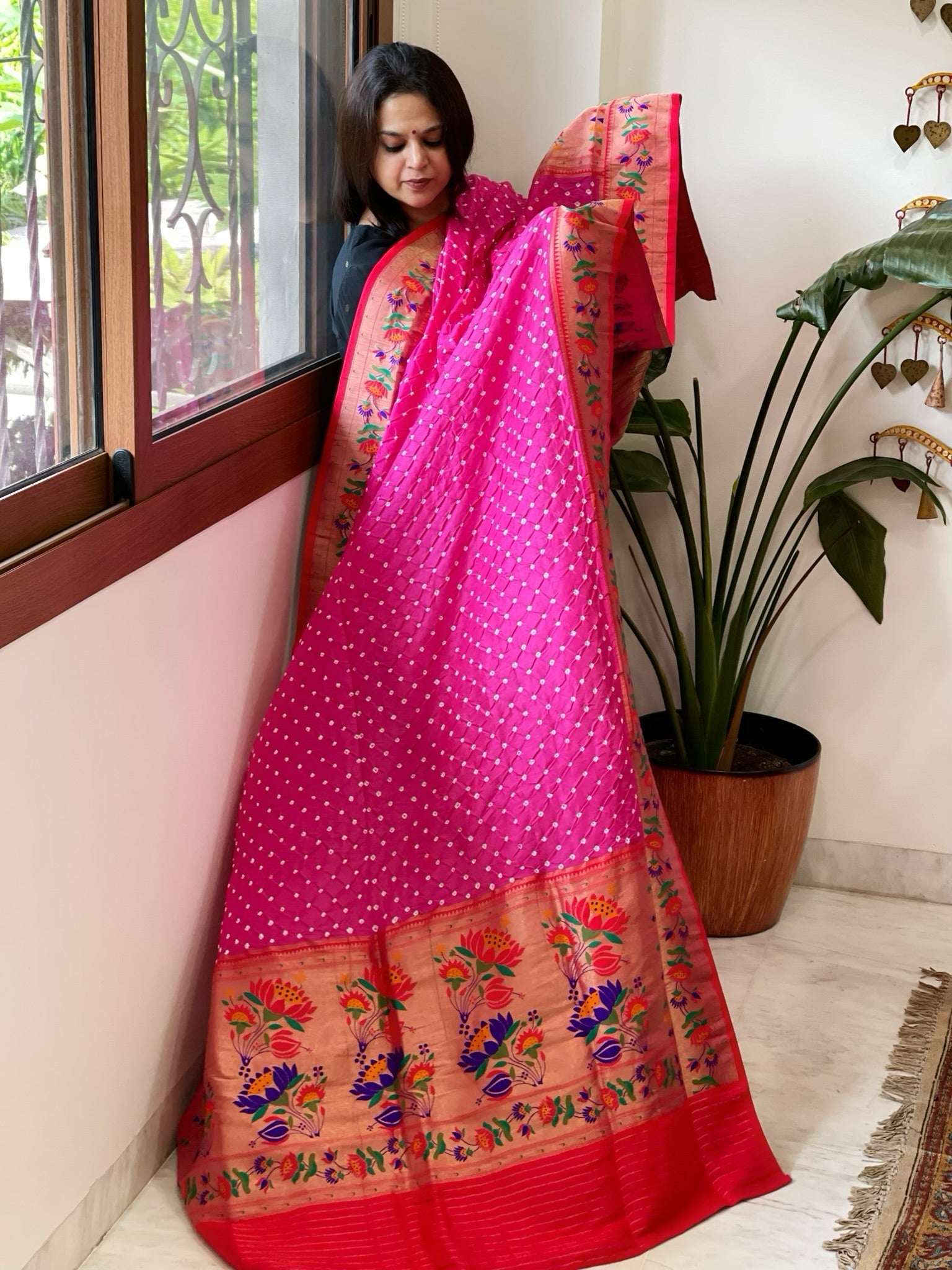 Bandhani with Woven Paithani Dupatta in Fine Blended Silk - Masakalee