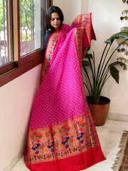 Bandhani with Woven Paithani Dupatta in Fine Blended Silk - Masakalee