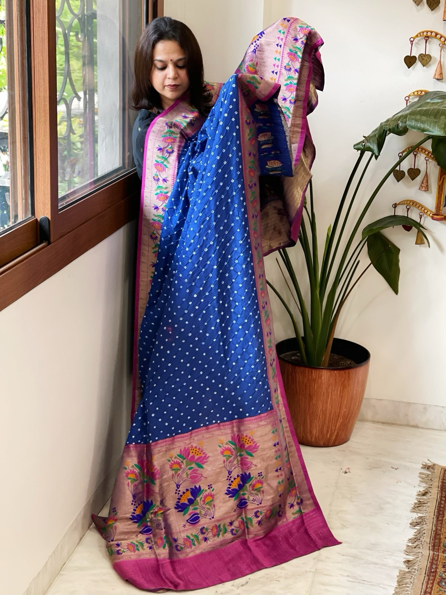 Bandhani with Woven Paithani Dupatta in Fine Blended Silk - Masakalee