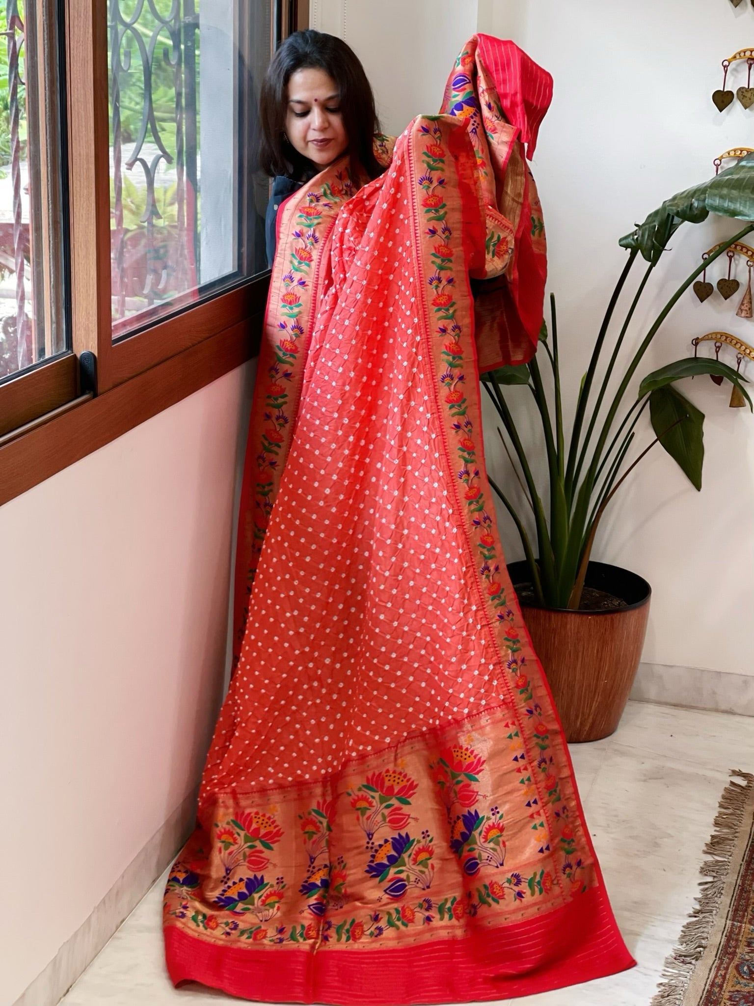 Bandhani with Woven Paithani Dupatta in Fine Blended Silk - Masakalee