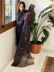 Black Applique handwork Dupatta in Kota Cotton - Masakalee