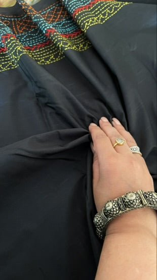 Black Handmade Lambani Saree in Bangalore Silk - Masakalee