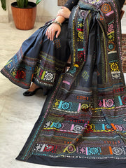 Black Handmade Lambani Saree in Bangalore Silk - Masakalee