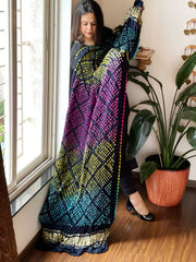 Black Kodi Bandhej Dupatta in Gajji Silk - Masakalee