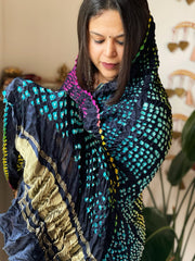 Black Kodi Bandhej Dupatta in Gajji Silk - Masakalee