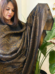 Black Pashmina Shawl with Zari - Masakalee