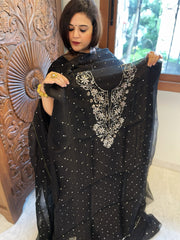 Black Suit Set with Mukaish Badla Handwork in Pure Organza - Masakalee