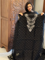 Black Suit Set with Mukaish Badla Handwork in Pure Organza - Masakalee