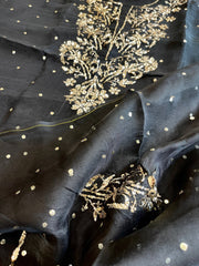 Black Suit Set with Mukaish Badla Handwork in Pure Organza - Masakalee