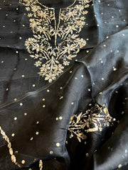 Black Suit Set with Mukaish Badla Handwork in Pure Organza - Masakalee