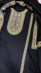 Black Winter Suit Set with Aari Work in Pashmina Wool - Masakalee