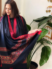 Black Woven Kullu Woollen Shawl - Masakalee