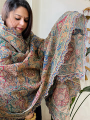 Blue Chinon Dupatta with Aari Embroidery - Masakalee