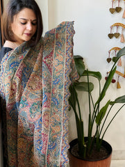 Blue Chinon Dupatta with Aari Embroidery - Masakalee