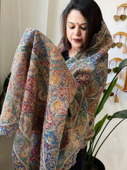 Blue Chinon Dupatta with Aari Embroidery - Masakalee