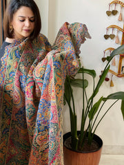 Blue Chinon Dupatta with Aari Embroidery - Masakalee