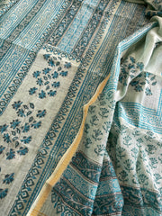 Blue Handblock Printed Suit Set in Mul Cotton - Masakalee