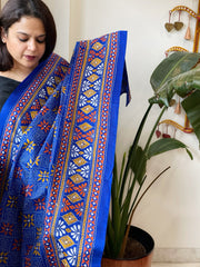 Blue Handmade Nakshi Kantha Dupatta in Pure Silk - Masakalee