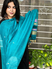 Blue Handwoven Bhujodi Dupatta in Chanderi Cotton - Masakalee