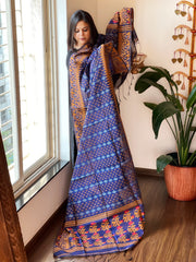 Blue Handwoven Jamdani Dupatta in Pure Muslin - Chanderi - Masakalee