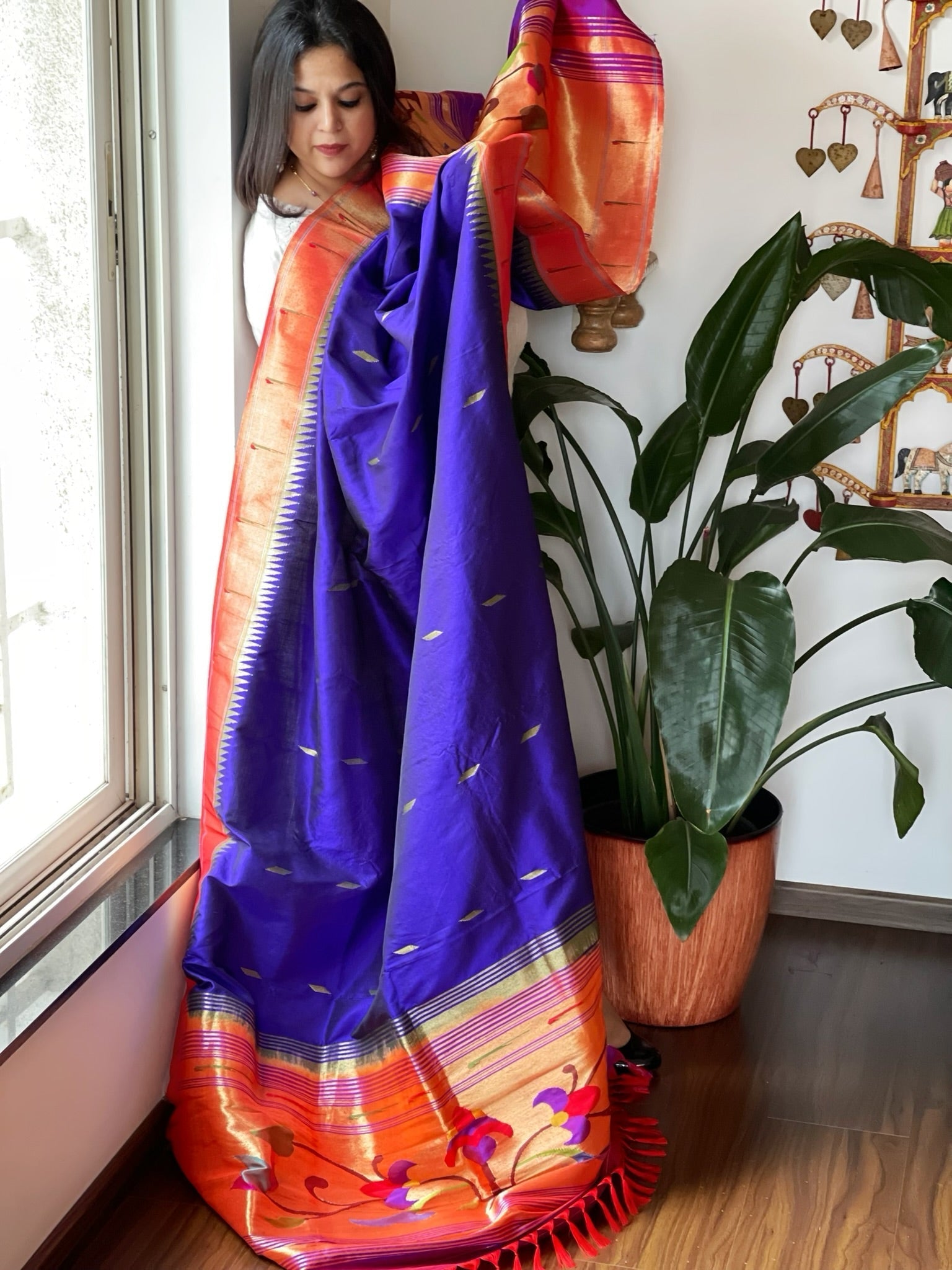 Blue Handwoven Paithani Dupatta in Pure Silk - Masakalee