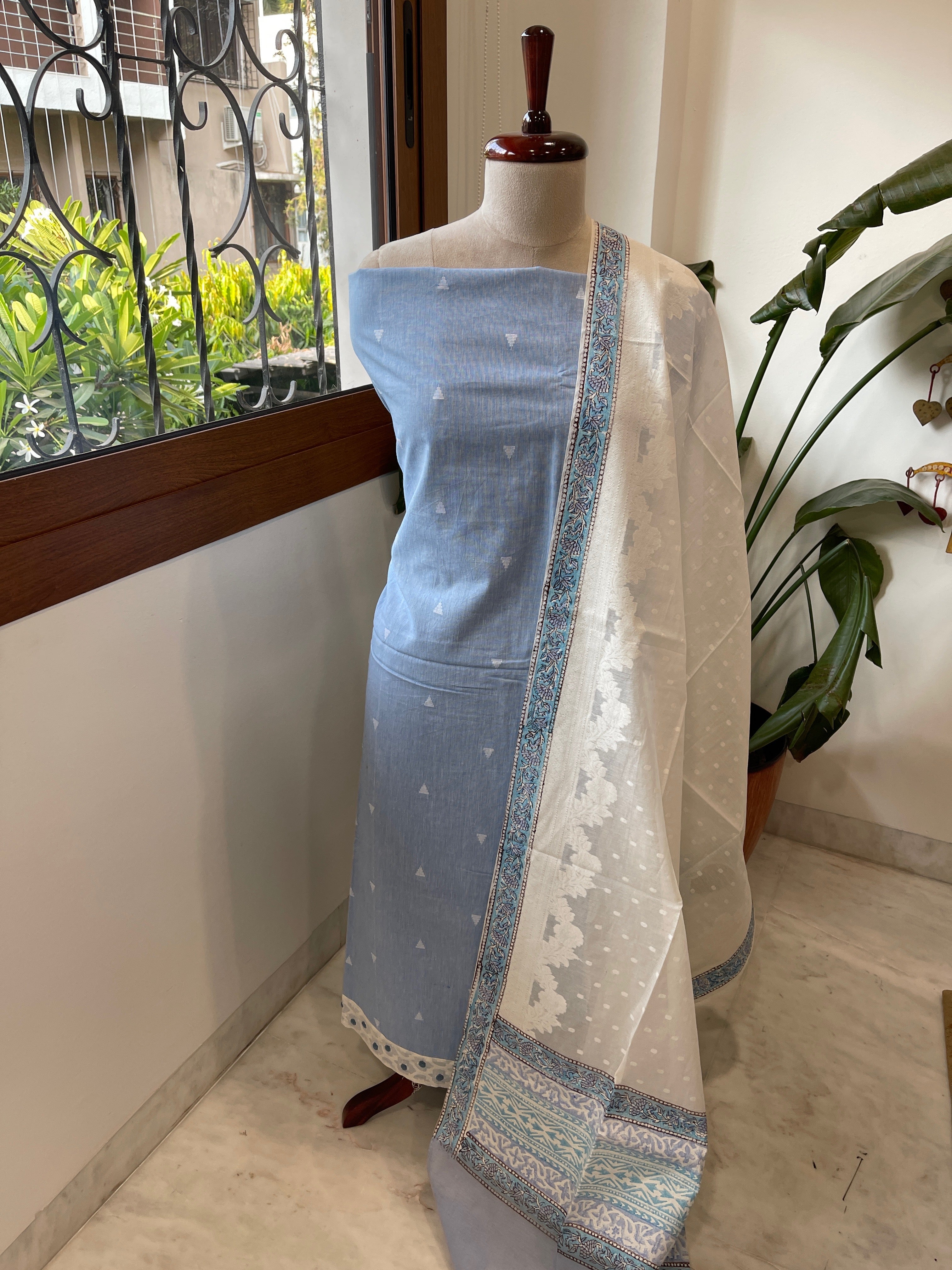 Blue Handwoven Suit Sets in Pure Cotton - Masakalee