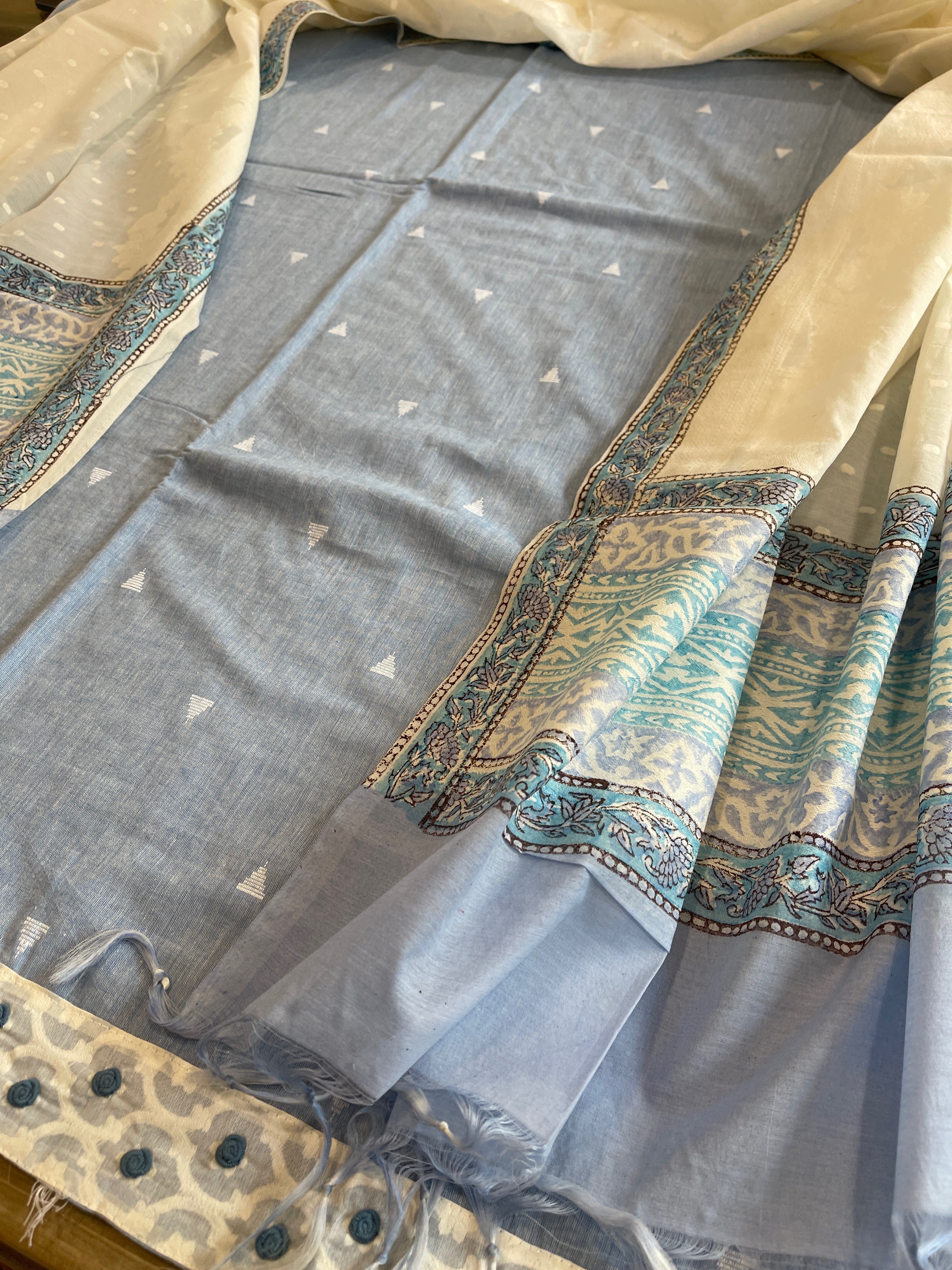 Blue Handwoven Suit Sets in Pure Cotton - Masakalee