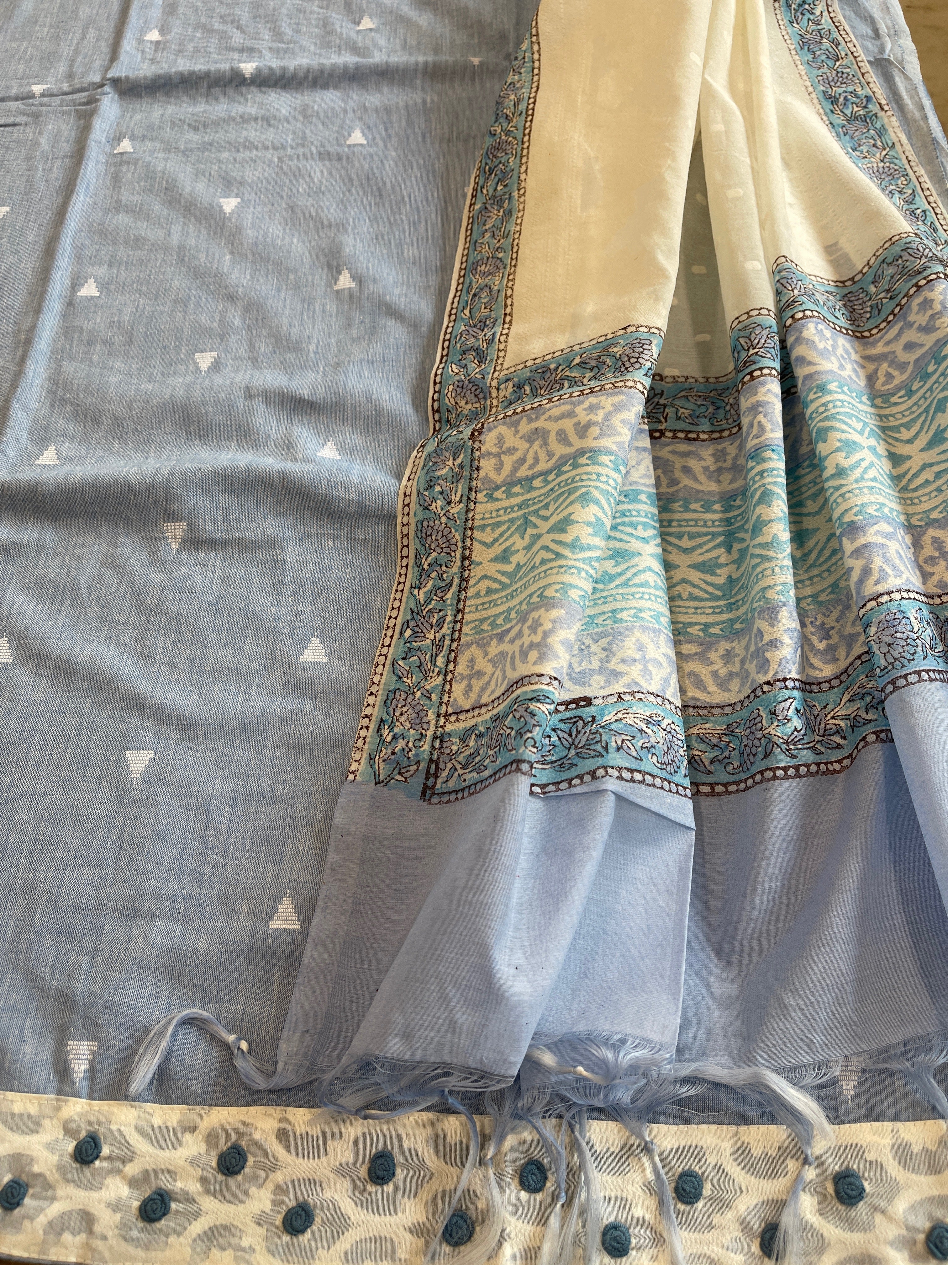 Blue Handwoven Suit Sets in Pure Cotton - Masakalee