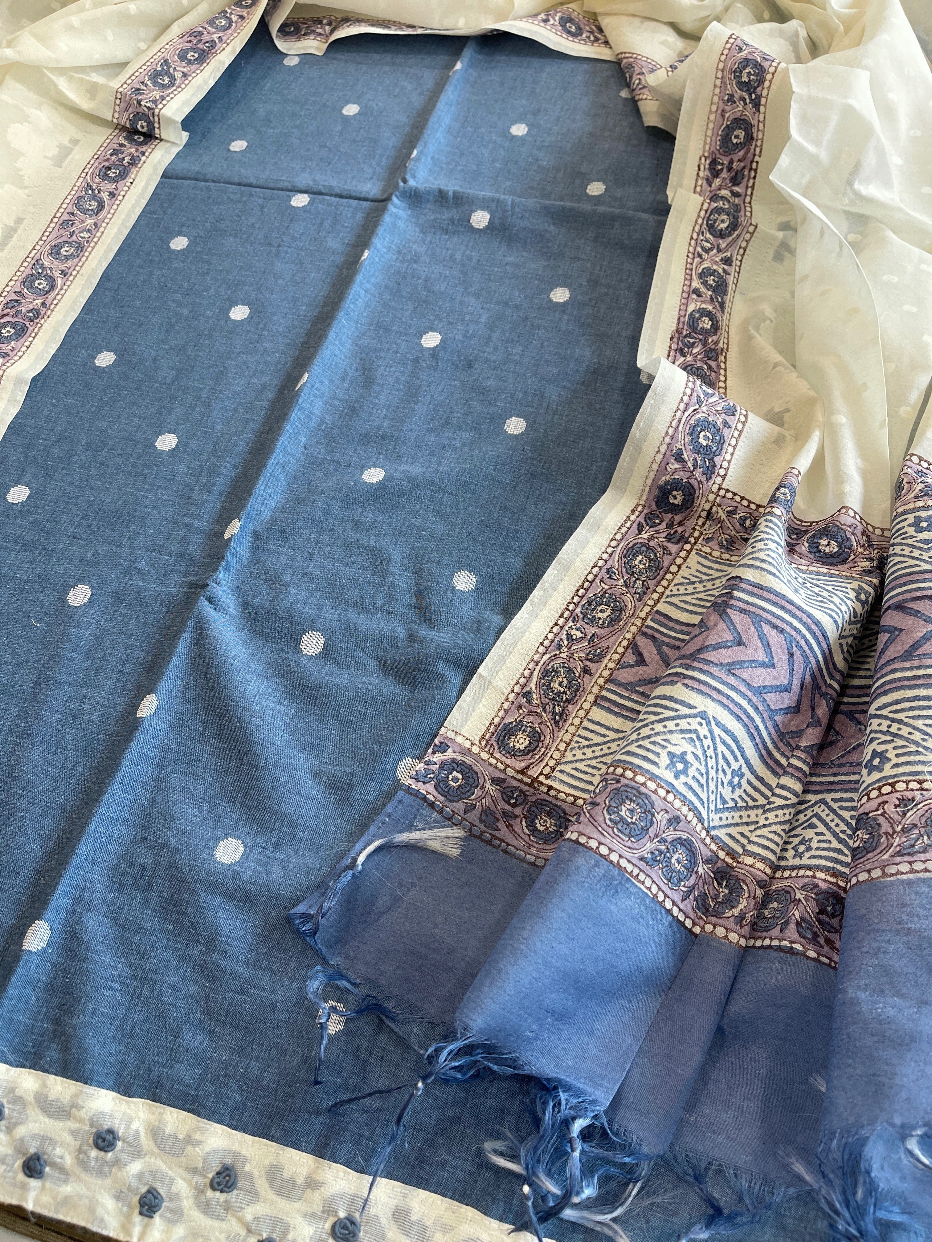 Blue Handwoven Suit Sets in Pure Cotton - Masakalee