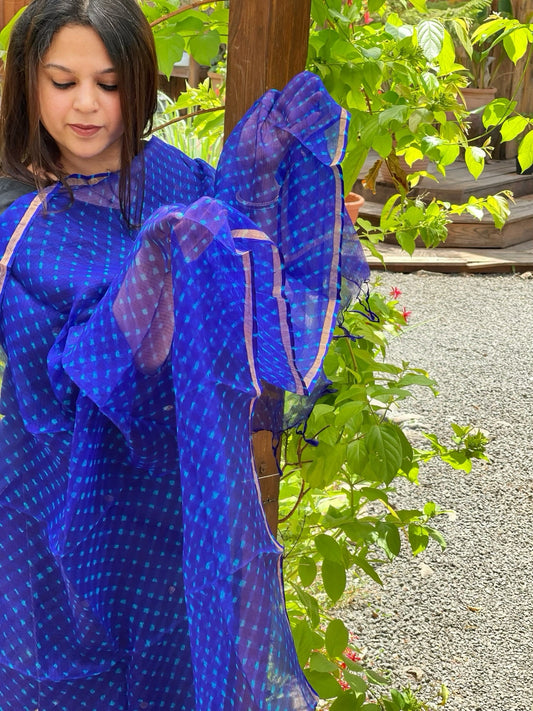 Blue Kota Silk Leheriya Dupatta - Masakalee