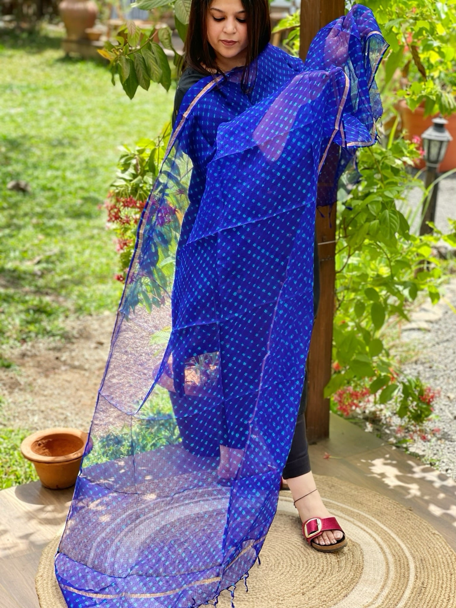 Blue Kota Silk Leheriya Dupatta - Masakalee