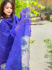 Blue Kota Silk Leheriya Dupatta - Masakalee