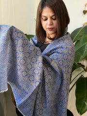 Blue Pashmina Stole with Zari - Masakalee