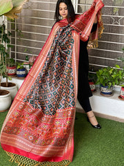 Blue Printed Patola Dupatta in Fine Art Silk - Masakalee