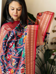 Blue Printed Patola Dupatta in Fine Art Silk - Masakalee