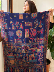 Blue Woven Kaani Jaal Pashmina Stole - Masakalee