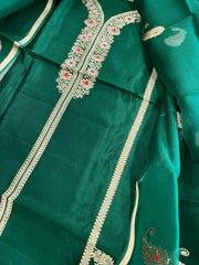 Bottle Green Designer Banarasi Suit Set in Pure Silk - Masakalee