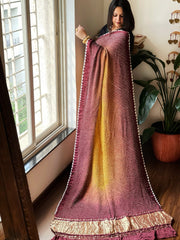 Brown Rai Bandhej Saree in Pure Gajji Silk with Zari Pallu - Masakalee