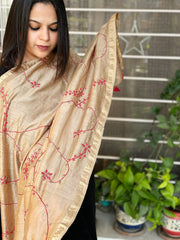 Chanderi Silk Dupatta with Applique Handwork - Masakalee