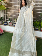 Chanderi Silk Dupatta with Applique Handwork - Masakalee