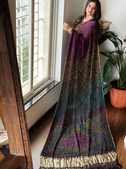 Cola Kodi Bandhej Saree in Pure Gajji Silk with Zari Pallu - Masakalee