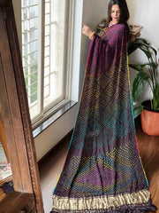 Cola Kodi Bandhej Saree in Pure Gajji Silk with Zari Pallu - Masakalee