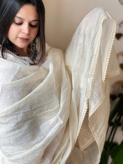 Cotton Dupatta with Thread Jaal Embroidery - Masakalee