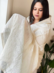 Cotton Dupatta with Thread Jaal Embroidery - Masakalee