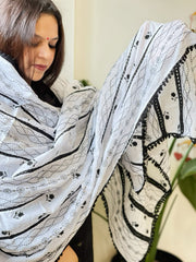 Cotton Patchwork Dupattas with Lace Detailing and Heavy Thread Embroidery - Masakalee